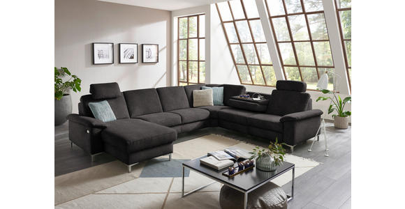 WOHNLANDSCHAFT in Chenille Graubraun - Graubraun/Alufarben, Design, Textil/Metall (170/333/265cm) - Dieter Knoll