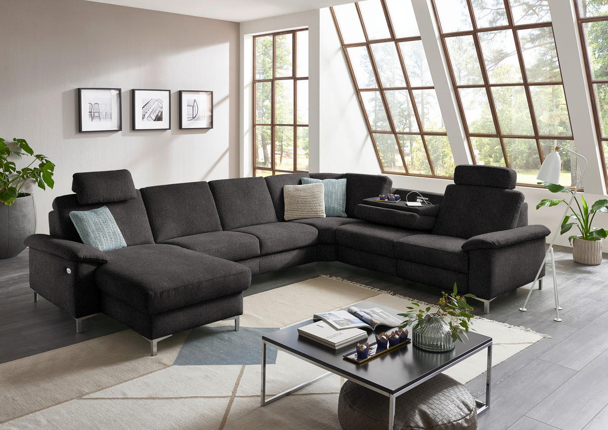 WOHNLANDSCHAFT in Chenille Graubraun  - Graubraun/Alufarben, Design, Textil/Metall (170/333/265cm) - Dieter Knoll