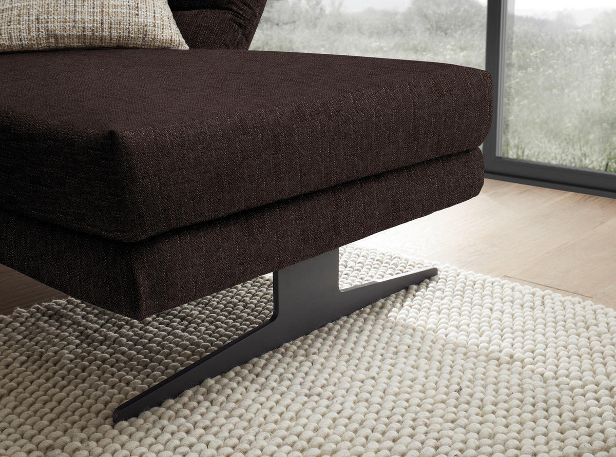 ECKSOFA in Flachgewebe Braun  279-327/176-217 cm  - Schwarz/Braun, Design, Textil/Metall (279-327/176-217cm) - Dieter Knoll