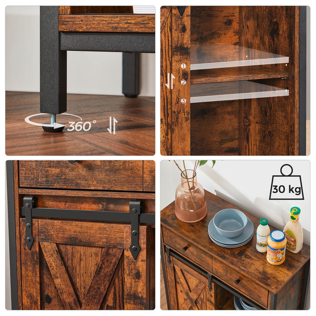 KOMMODE Braun, Schwarz  70/80/30 cm  - Schwarz/Braun, Natur, Holz/Holzwerkstoff (70/80/30cm) - Boxxx