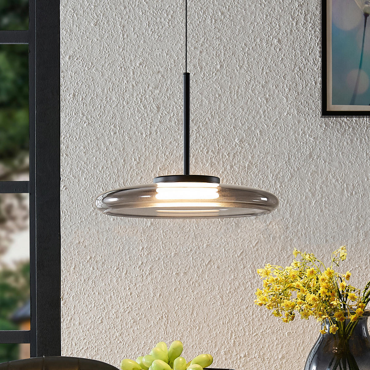 LED-HÄNGELEUCHTE Felis   - Schwarz, Basics, Glas/Metall (25cm) - Novel