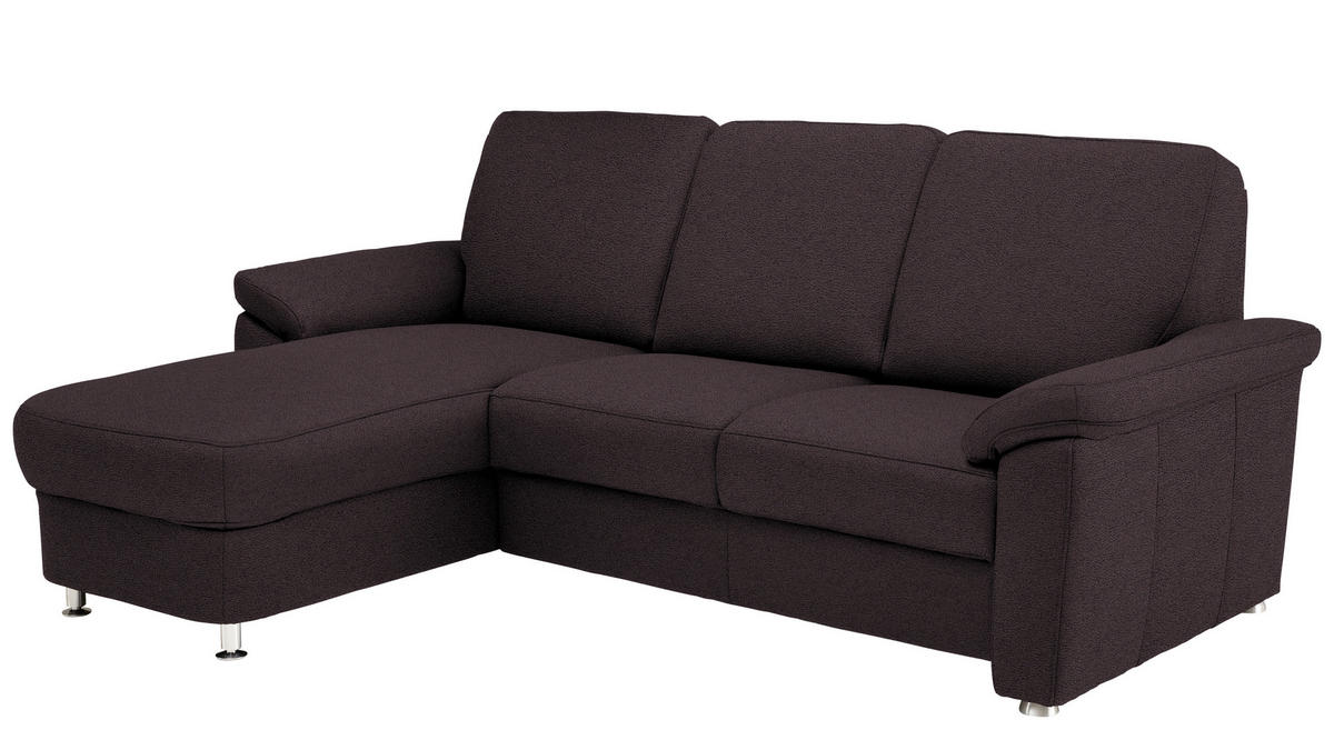 ECKSOFA in Flachgewebe Mokka  - Chromfarben/Mokka, Konventionell, Textil/Metall (163/250cm) - Beldomo System
