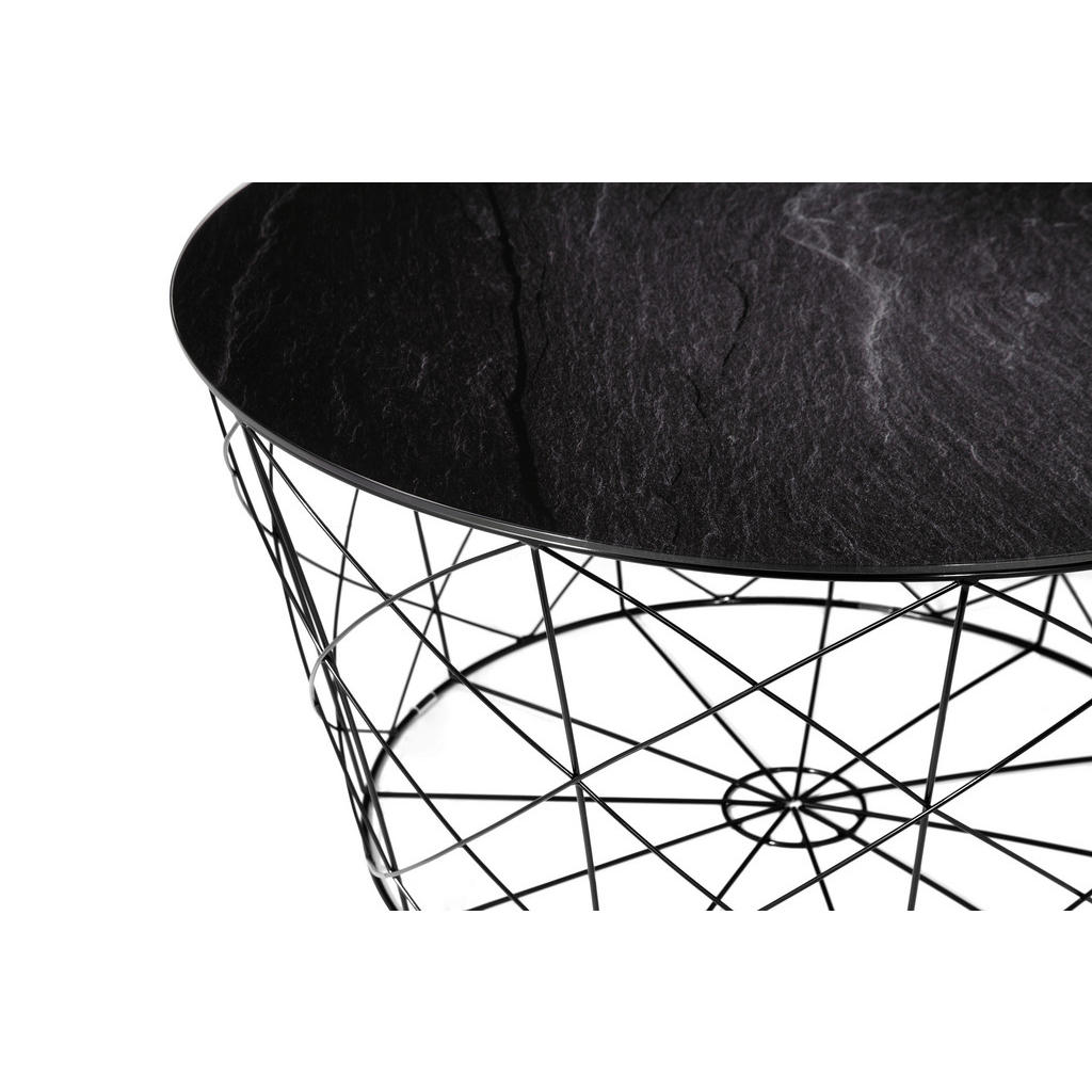 Thumbnail - Livetastic Couchtisch, Schwarz, Metall, Glas, Marmoroptik, rund, Gittergestell, 80x45x80 cm, einfacher Aufbau, Wohnzimme...
