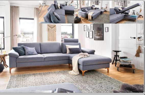SEDEŽNA GARNITURA, gladka tkanina siva  - siva/črna, Design, kovina/tekstil (185/85/281cm) - Pure Home Lifestyle