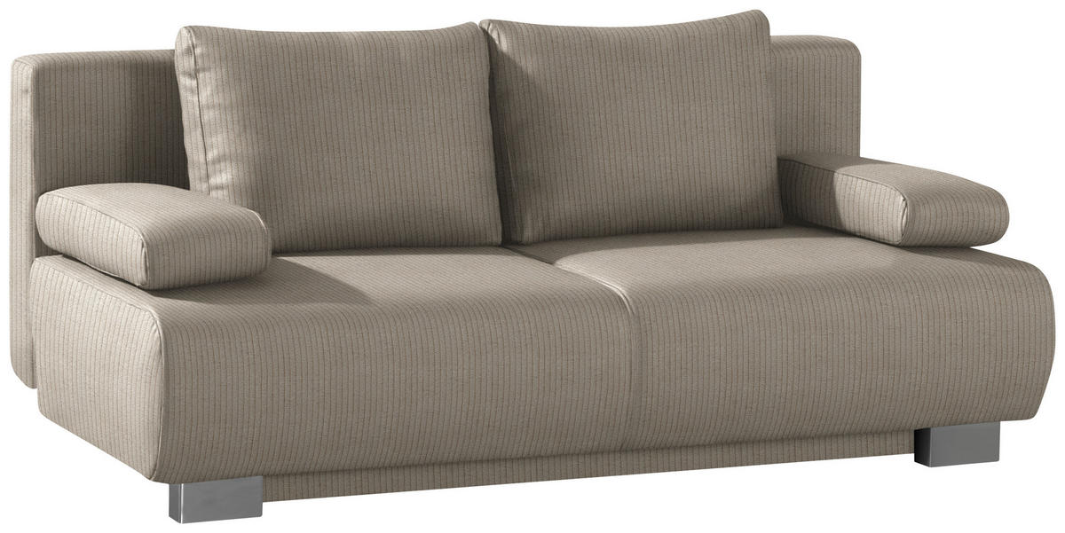 SCHLAFSOFA Rowan in Cord Hellbraun  - Hellbraun, KONVENTIONELL, Textil/Metall (196/89/94cm) - Novel