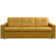 SCHLAFSOFA Bard in Echtleder Currygelb  - Currygelb/Schwarz, KONVENTIONELL, Leder/Kunststoff (206/81/96cm) - Novel