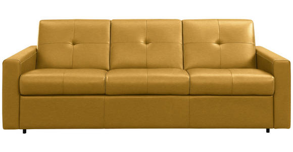 SCHLAFSOFA Bard in Echtleder Currygelb  - Currygelb/Schwarz, KONVENTIONELL, Leder/Kunststoff (206/81/96cm) - Novel