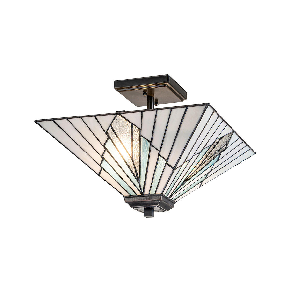 DECKENLEUCHTE Alderley 25,5/38/38 cm  - Dunkelbraun/Multicolor, KONVENTIONELL, Glas/Metall (25,5/38/38cm) - Elstead Lighting