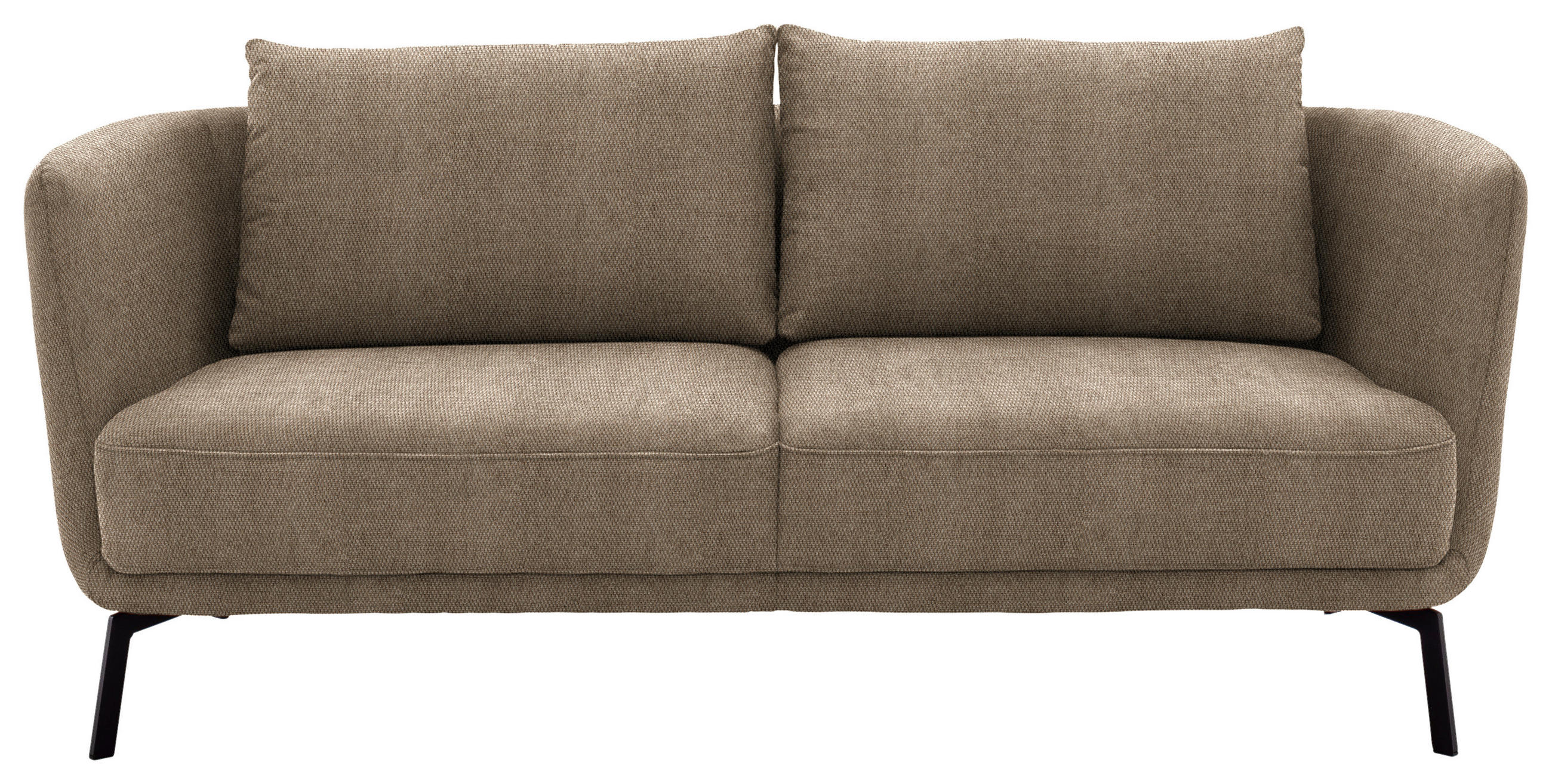 2,5-SITZER  in Flachgewebe Hellbraun  - Hellbraun/Schwarz, Design, Textil/Metall (190/71/91cm) - Schöner Wohnen