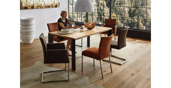 ESSTISCH Asteiche massiv rechteckig Anthrazit, Eichefarben - Eichefarben/Anthrazit, Design, Holz/Metall (180/100/77cm) - Dieter Knoll