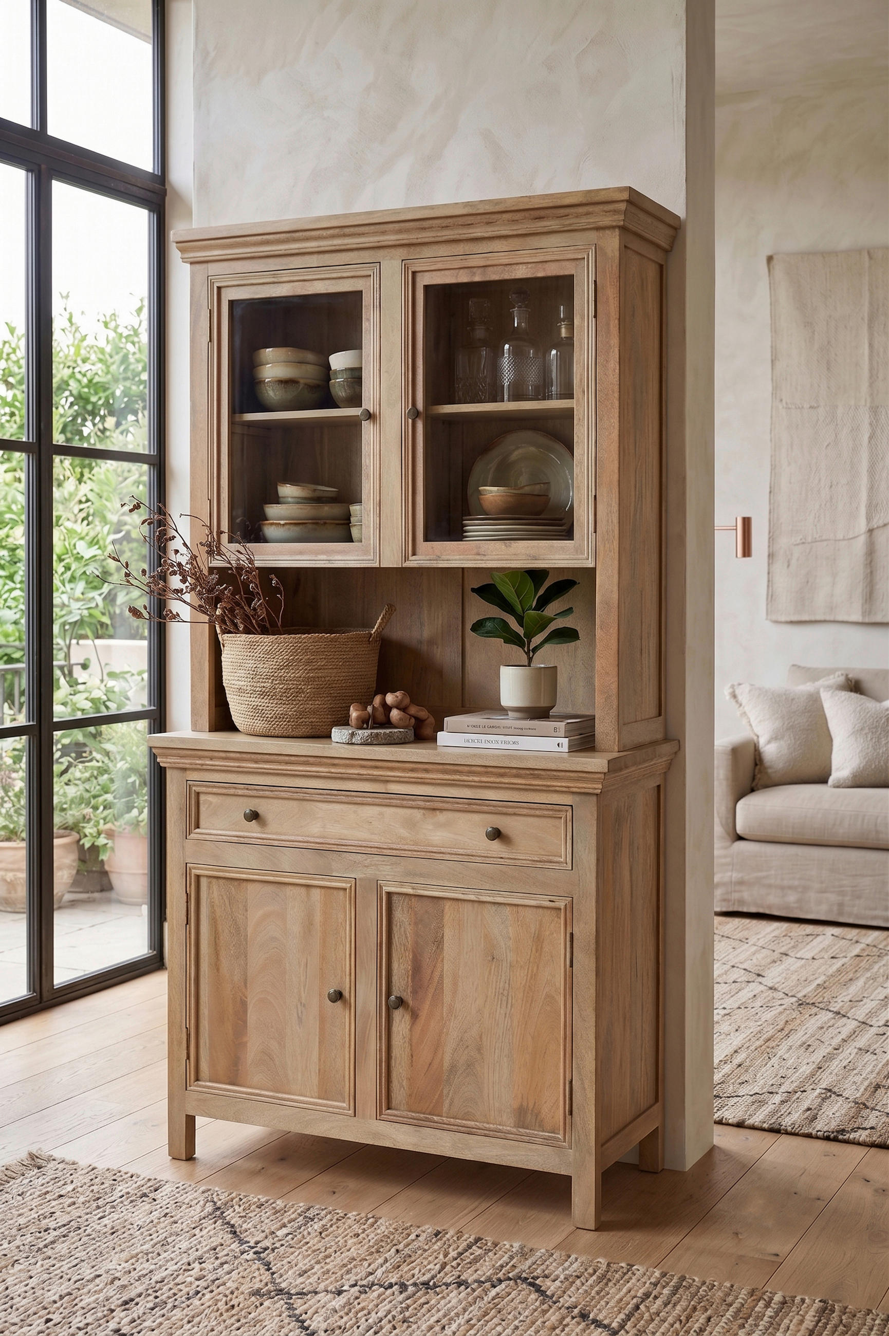 BUFFET 110/190/40 cm  in Naturfarben  - Transparent/Messingfarben, Natur, Holz/Metall (110/190/40cm) - Livetastic