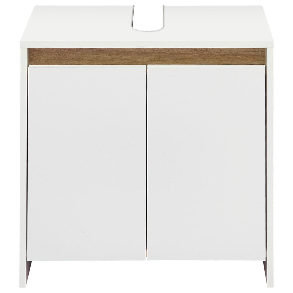 Thumbnail - Xora Waschbeckenunterschrank Quickset 100, Weiß, Eiche, Holzwerkstoff, 61.8x59.3x32.2 cm, Made in Germany, stehend, Bade...