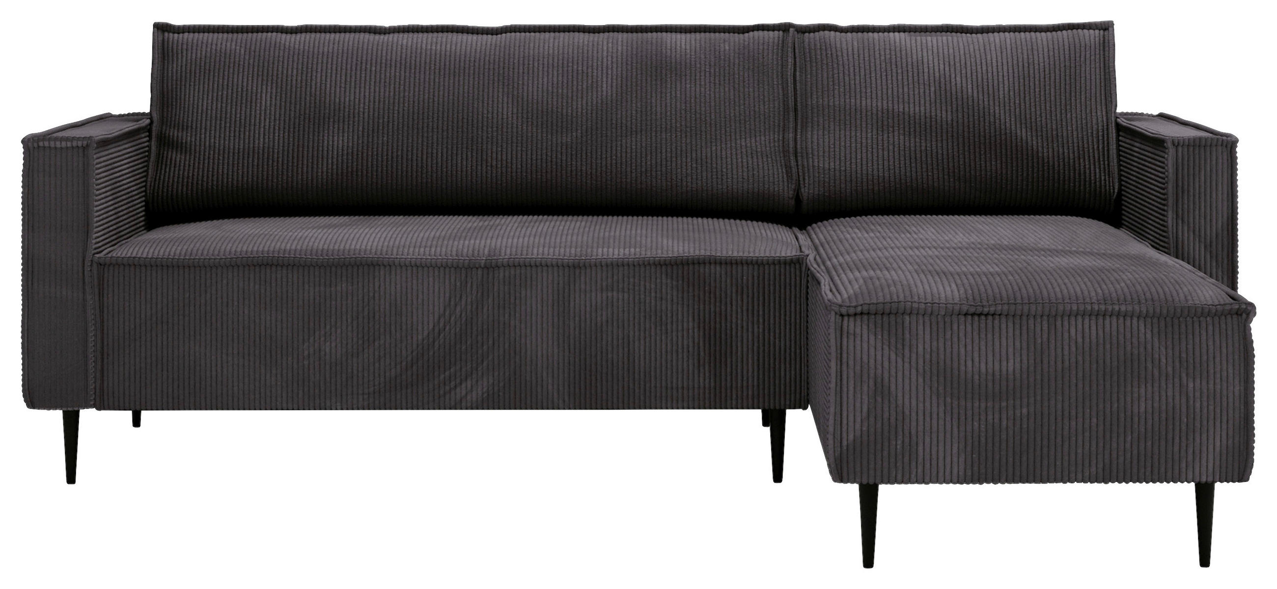ECKSOFA Graphitfarben Cord  - Schwarz/Graphitfarben, Design, Textil/Metall (223/151cm) - Livetastic