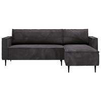 ECKSOFA Graphitfarben Cord  - Schwarz/Graphitfarben, Design, Textil/Metall (223/151cm) - Livetastic