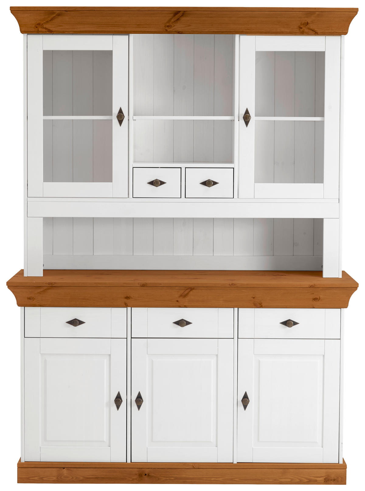 BUFFET 143/197/45 cm  in Weiß, Bernsteinfarben  - Bernsteinfarben/Weiß, ROMANTIK / LANDHAUS, Glas/Holz (143/197/45cm) - Boxxx