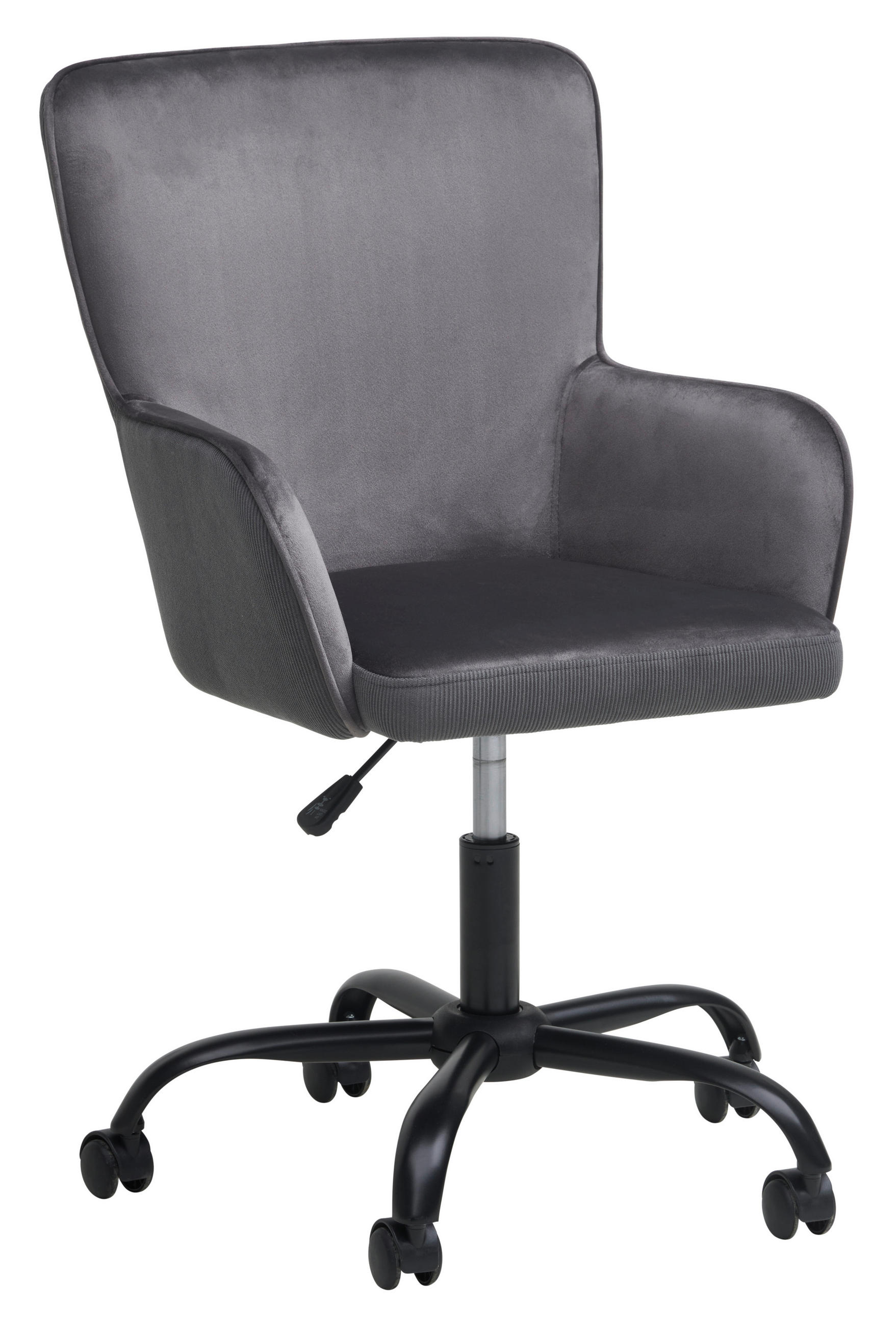 DREHSTUHL in Cord, Samt Grau - Schwarz/Grau, Modern, Kunststoff/Textil (61/92/62cm) - Livetastic