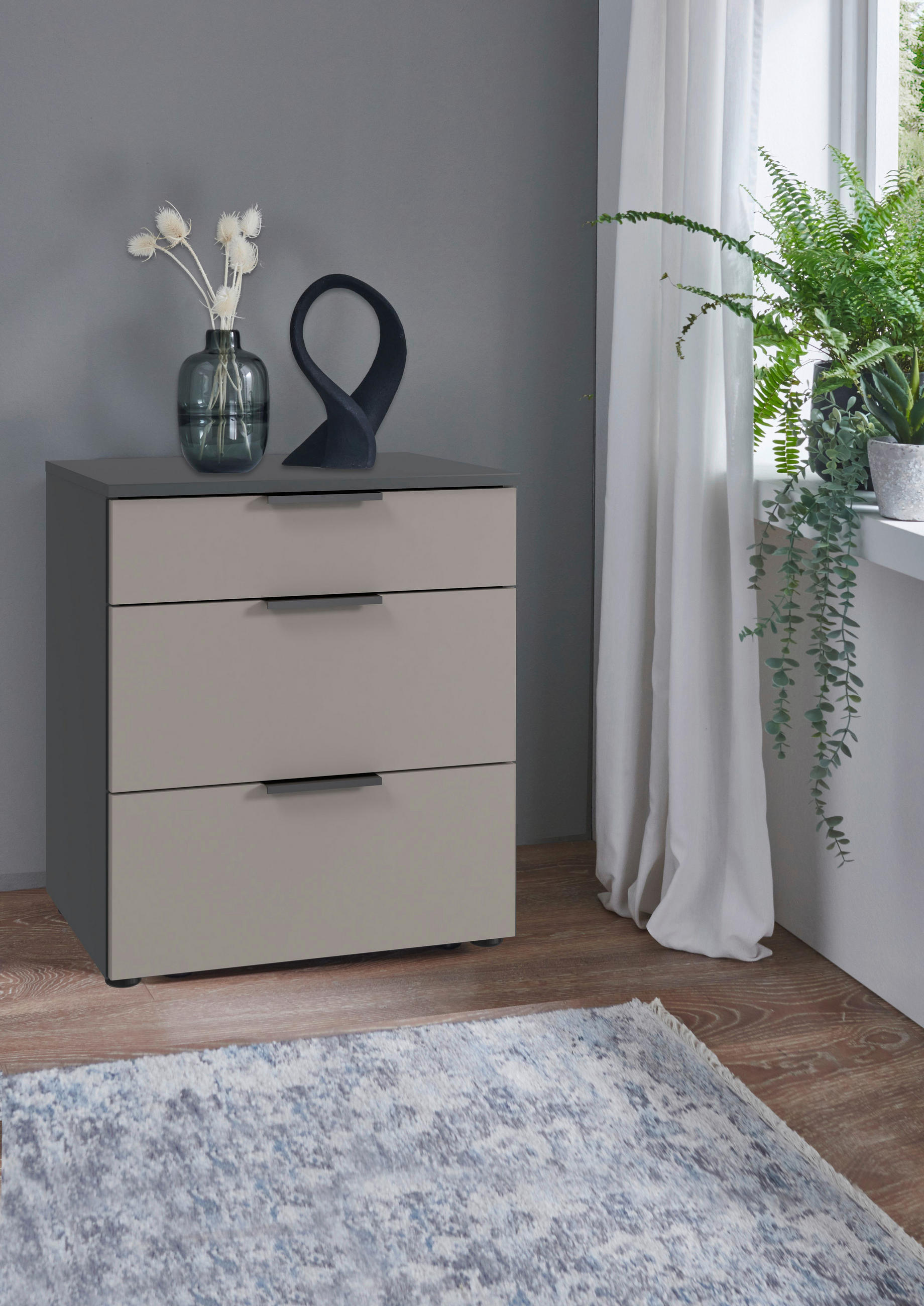 NACHTSCHRANK 54/70/41 cm  - Graphitfarben/Schwarz, Design, Holzwerkstoff/Kunststoff (54/70/41cm) - Boxxx