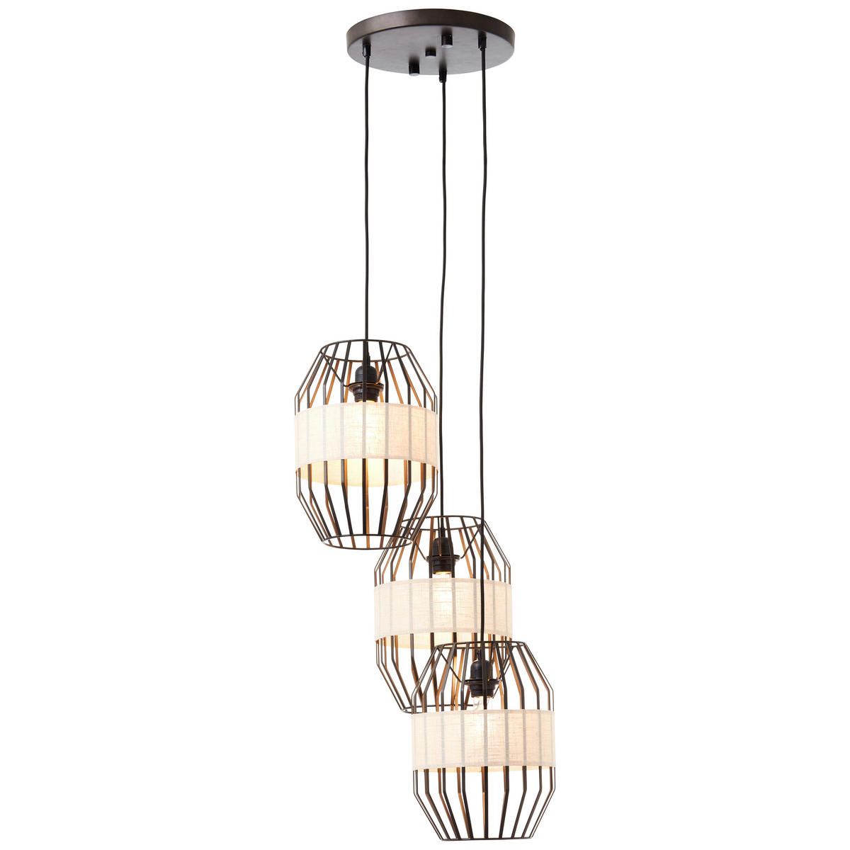 PENDELLEUCHTE 43/168 cm    - Schwarz/Naturfarben, Basics, Textil/Metall (43/168cm) - Brilliant