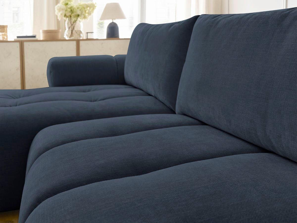 ECKSCHLAFSOFA FUJI Leinenoptik Dunkelblau  inkl.  - Schwarz/Dunkelblau, MODERN, Kunststoff/Textil (160/292cm)