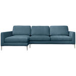 ECKSOFA Blau Chenille Rückenkissen, Rücken echt  - Blau/Silberfarben, KONVENTIONELL, Textil/Metall (143/284cm) - Carryhome