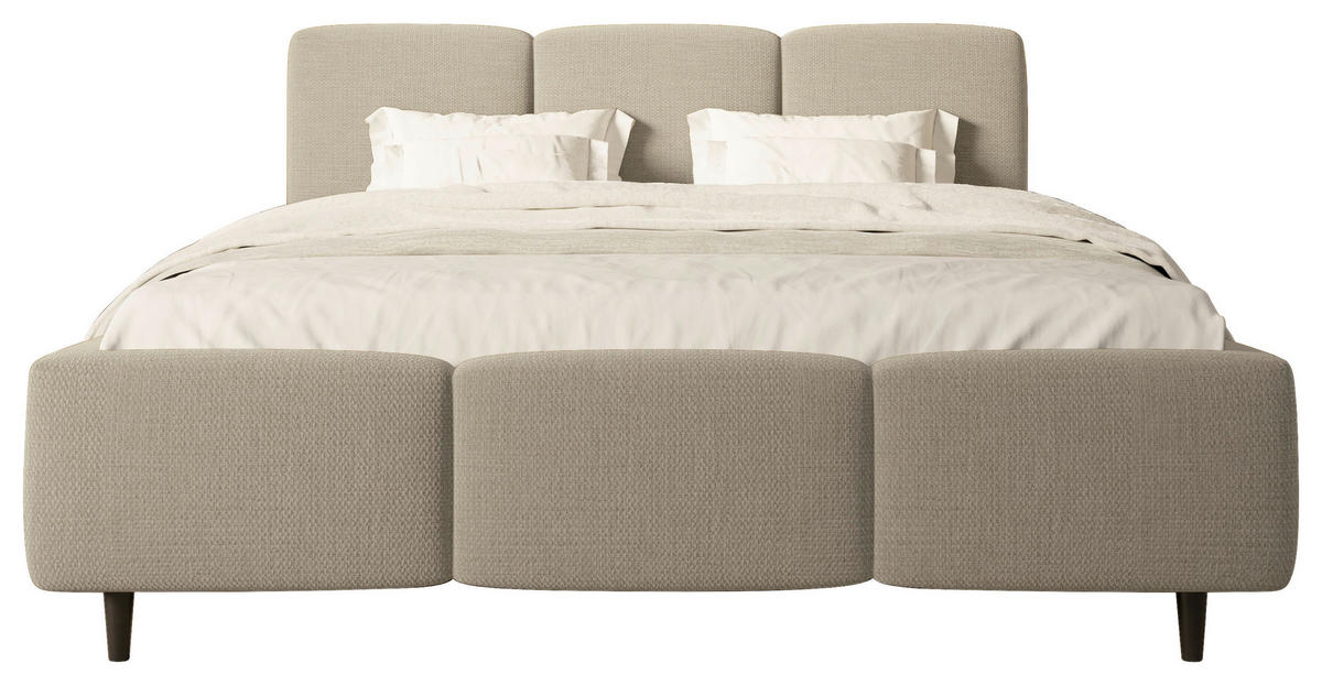 POLSTERBETT Lattenrost, Bettkasten 160/200 cm  in Taupe  - Taupe/Schwarz, Design, Holz/Textil (160/200cm) - Boxxx