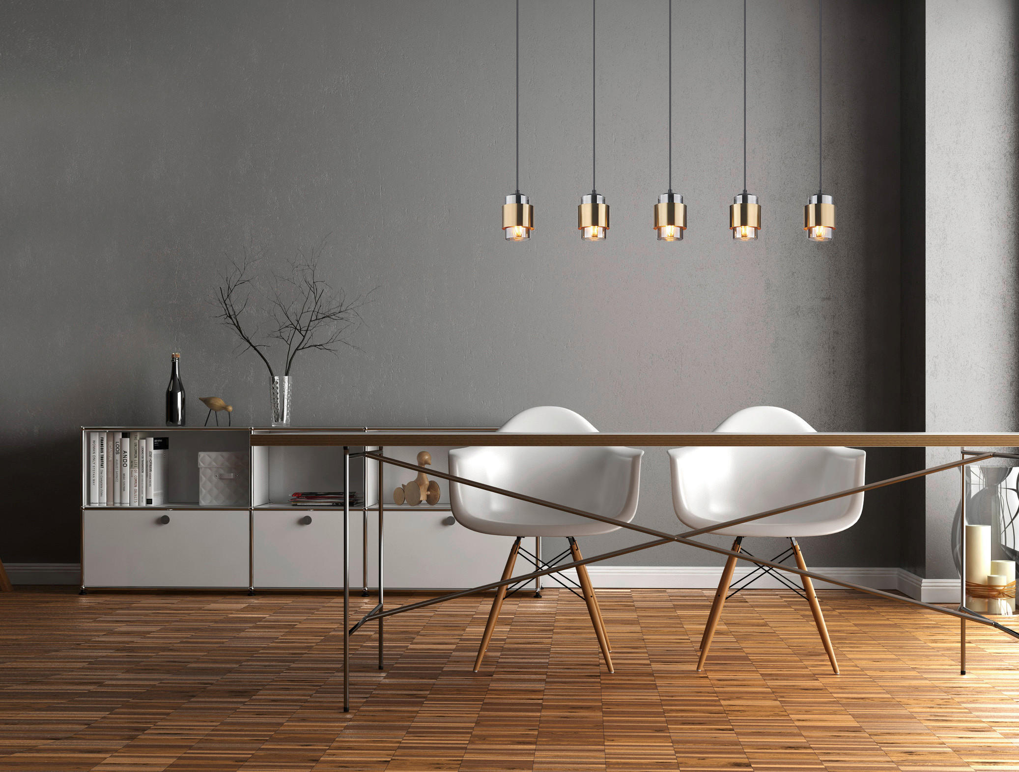 HÄNGELEUCHTE 105/10/150 cm    - Messingfarben/Schwarz, Design, Glas/Metall (105/10/150cm) - Globo