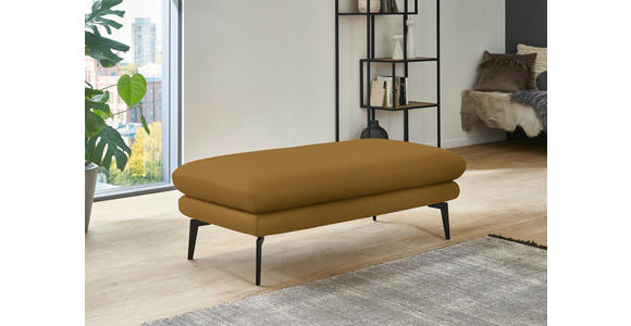 ECKSOFA in Echtleder Currygelb 310/180 cm - Currygelb/Schwarz, Design, Leder/Metall (310/180cm) - Dieter Knoll