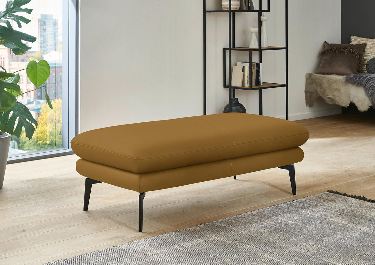 ECKSOFA in Echtleder Currygelb  310/180 cm  - Currygelb/Schwarz, Design, Leder/Metall (310/180cm) - Dieter Knoll