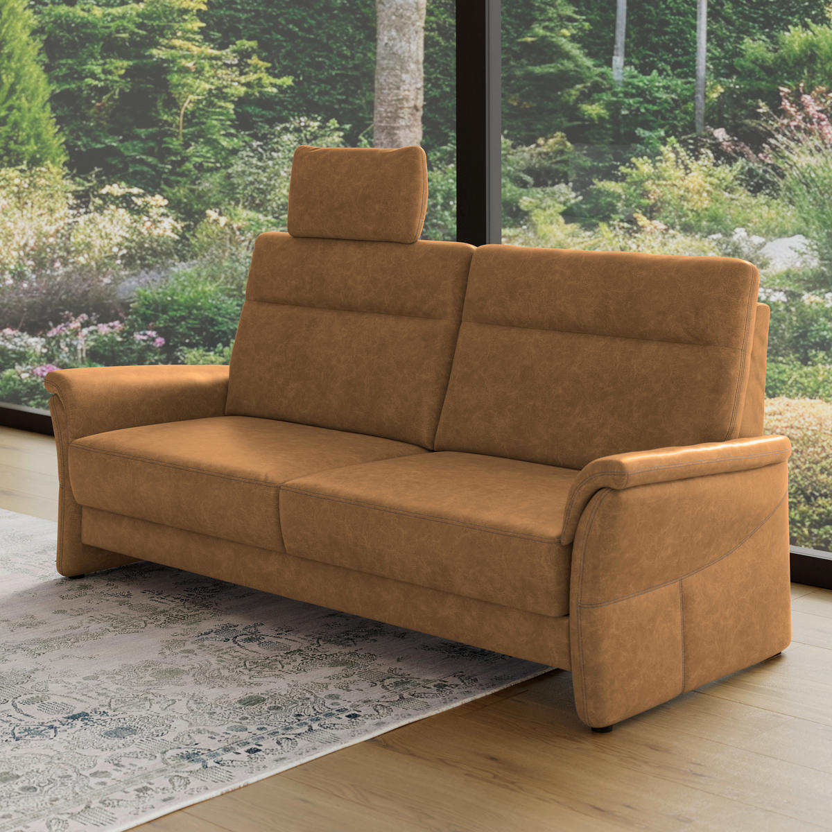 3,5-SITZER - Senfgelb/Schwarz, Konventionell, Kunststoff/Textil (205/98/91cm) - Elegando