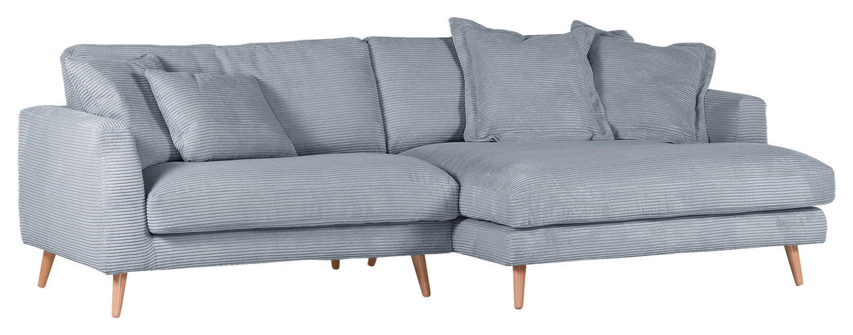 ECKSOFA in Cord Hellblau  270/140 cm  - Naturfarben/Hellblau, ROMANTIK / LANDHAUS, Holz/Textil (270/140cm) - Landscape