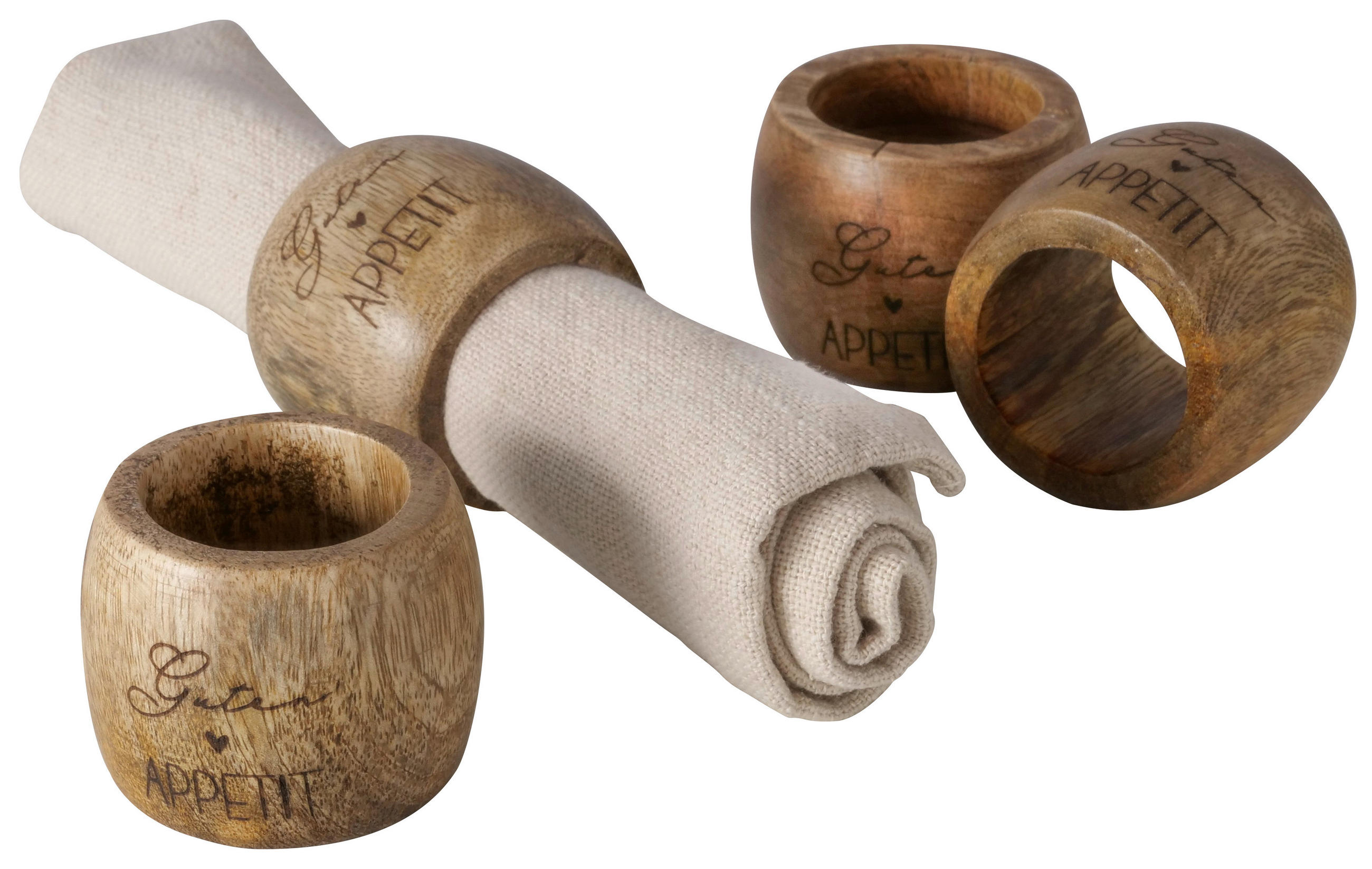 SERVIETTENRINGESET   4 Stück  - Naturfarben, KONVENTIONELL, Holz (6/5cm)