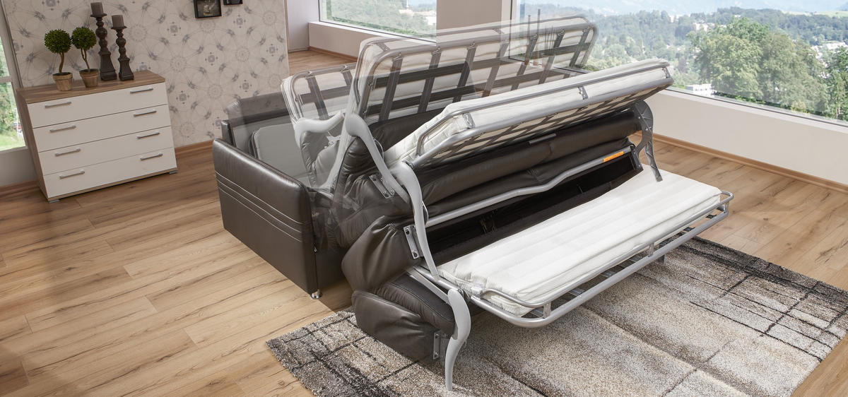 SCHLAFSOFA in Leder Braun  - Chromfarben/Braun, Design, Leder/Metall (209/84/100cm) - Bali