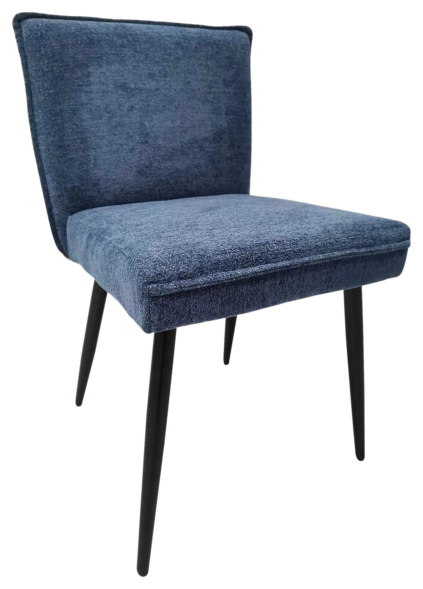 STUHL  in Eisen Webstoff, Leinenoptik Metall, Textil  - Blau/Schwarz, MODERN, Textil/Metall (57/84/48cm) - MID.YOU