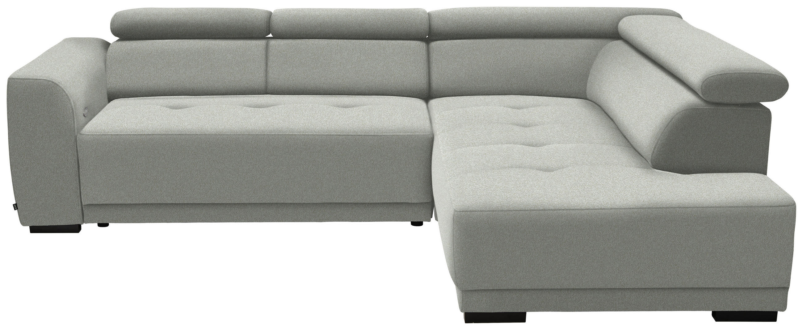 ECKSOFA in Chenille Alabasterfarben  - Alabasterfarben/Schwarz, Design, Kunststoff/Textil (284/205cm) - MID.YOU