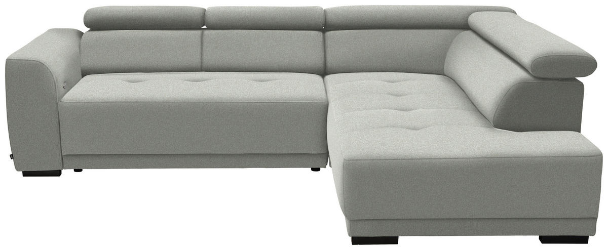 ECKSOFA in Chenille Alabasterfarben  - Alabasterfarben/Schwarz, Design, Kunststoff/Textil (284/205cm) - MID.YOU