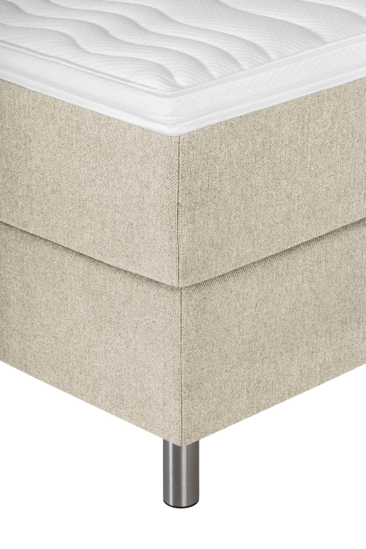 BOXSPRINGBETT 140/200 cm,  in Beige, Matratze, Topper, H3 + H5 = fest + hart  - Beige/Silberfarben, KONVENTIONELL, Textil/Metall (140/200cm) - Welnova