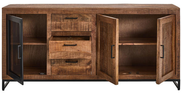 SIDEBOARD  175/80/40 cm 3 Schublade(n)  - Schwarz/Naturfarben, LIFESTYLE, Glas/Holz (175/80/40cm) - Landscape