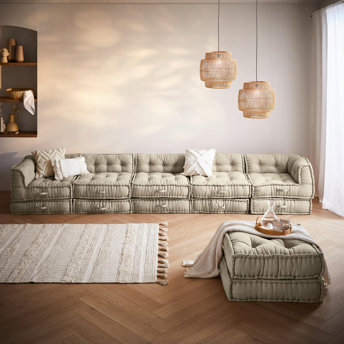 SOFAELEMENT Webstoff Sandfarben  - Sandfarben, Trend, Textil (80/43/80cm) - P & B