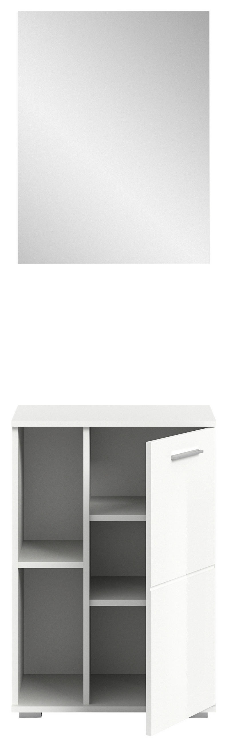 GARDEROBE 2-teilig  in 55/191/37 cm  - Weiß Hochglanz, Design, Glas/Holzwerkstoff (55/191/37cm) - Xora
