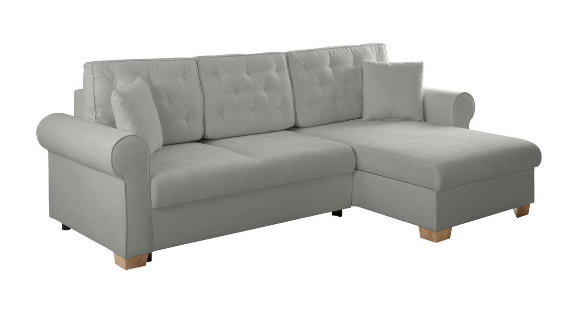 ECKSOFA in Dunkelgrau  - Dunkelgrau/Buchefarben, Design, Holz/Textil (266/161cm) - MID.YOU