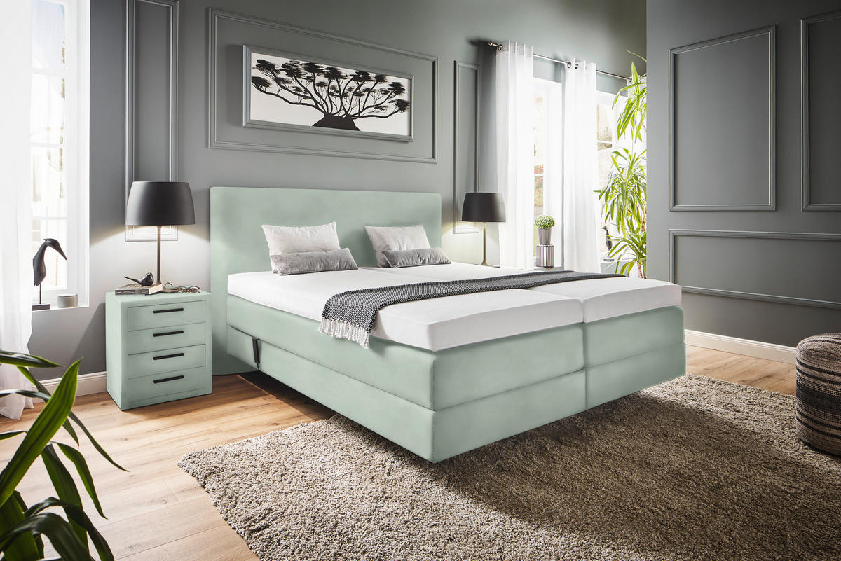 BOXSPRINGBETT 160/200 cm  in Jadegrün  - Jadegrün, Konventionell, Holz/Textil (160/200cm) - Dieter Knoll