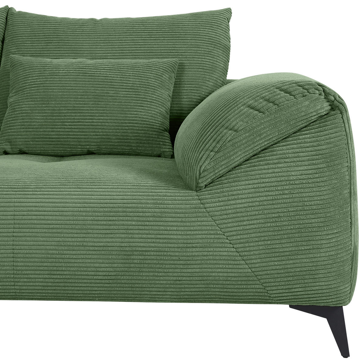 ECKSOFA in Cord Olivgrün  - Schwarz/Olivgrün, Konventionell, Textil/Metall (176/311cm) - Carryhome