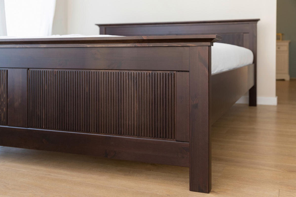 BETT 180/200 cm,  in Dunkelbraun,  - Dunkelbraun, KONVENTIONELL, Holz (180/200cm) - Linea Natura