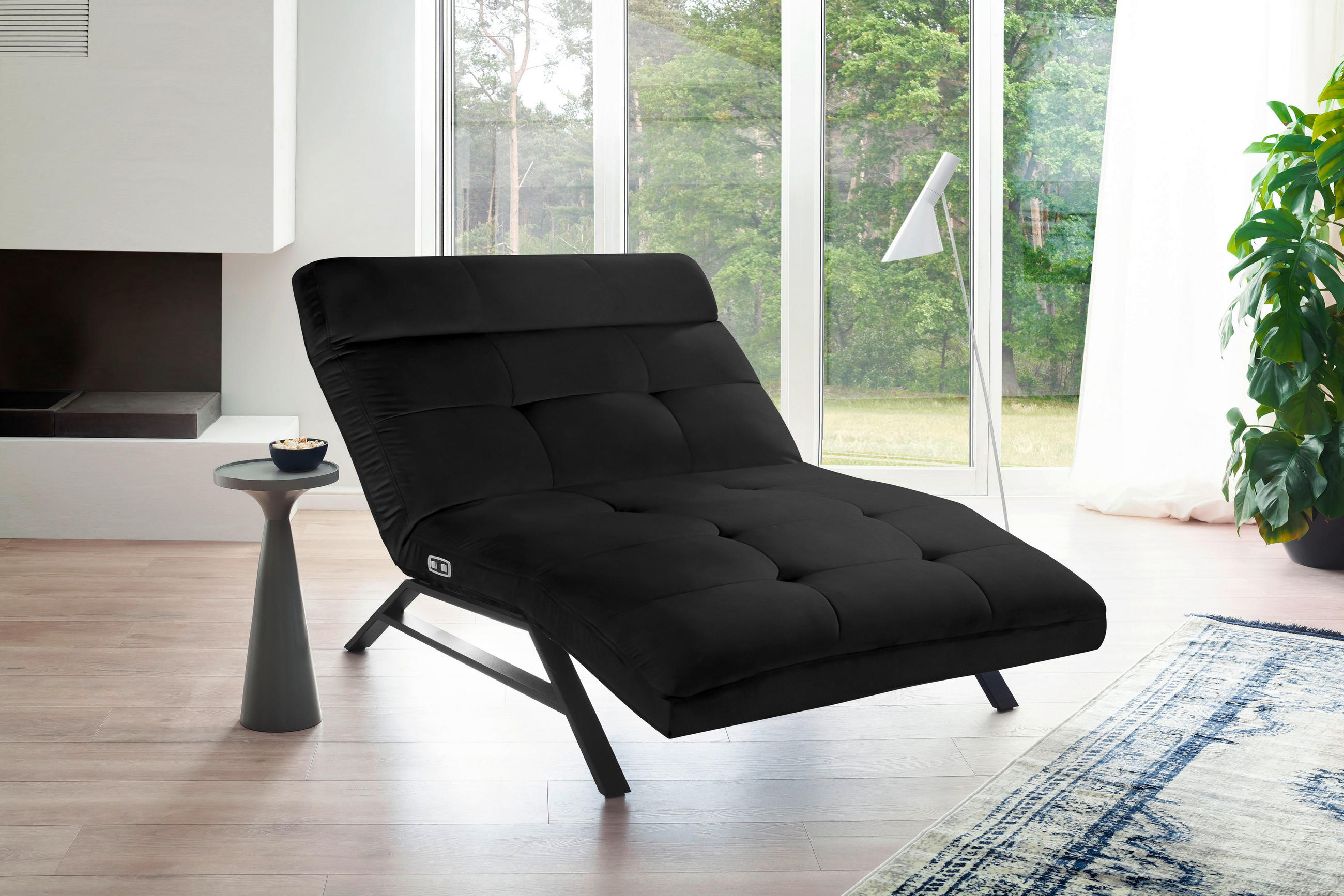 RELAXLIEGE in Mikrofaser Schwarz  - Schwarz, Design, Textil/Metall (120/54-113/158-198cm) - Pure Home Lifestyle