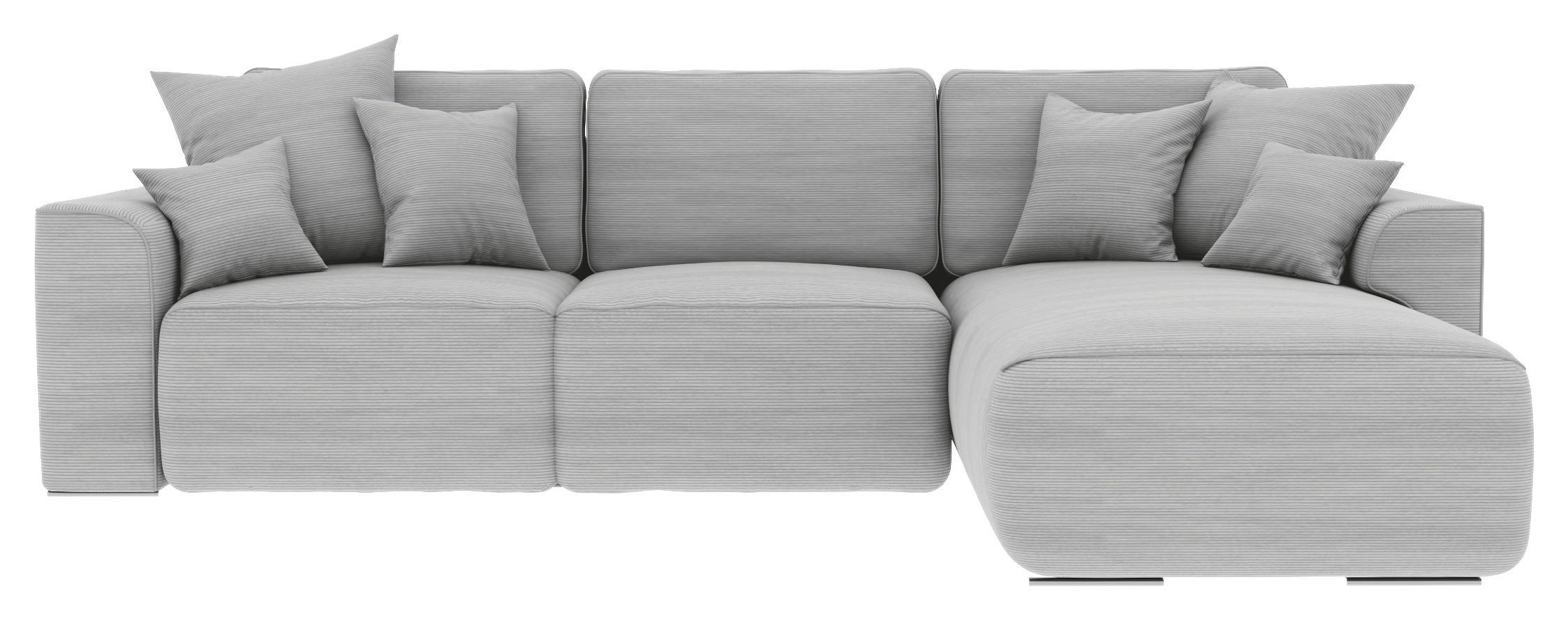 ECKSOFA in Cord Grau  - Chromfarben/Grau, Konventionell, Kunststoff/Textil (293/195cm) - MID.YOU