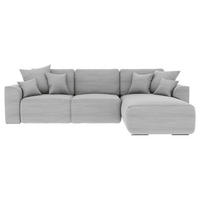 ECKSOFA in Cord Grau  - Chromfarben/Grau, Konventionell, Kunststoff/Textil (293/195cm) - MID.YOU
