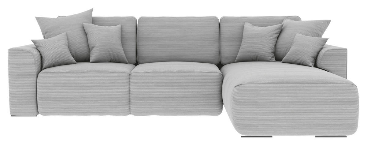 ECKSOFA in Cord Grau  - Chromfarben/Grau, Konventionell, Kunststoff/Textil (293/195cm) - MID.YOU