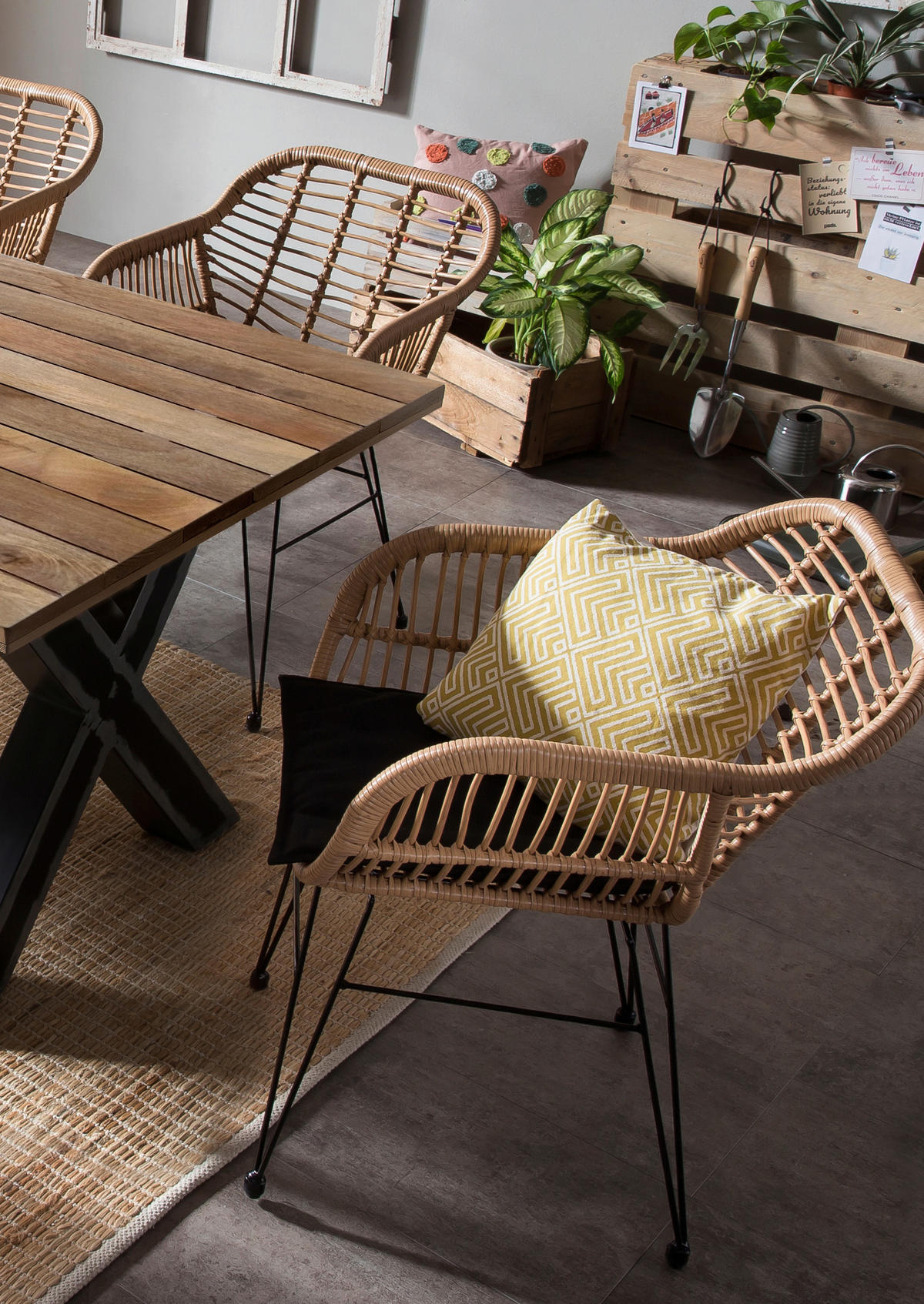 ESSTISCH in Holz, Metall 220/100/77 cm   - Schwarz/Naturfarben, Design, Holz/Metall (220/100/77cm) - Livetastic