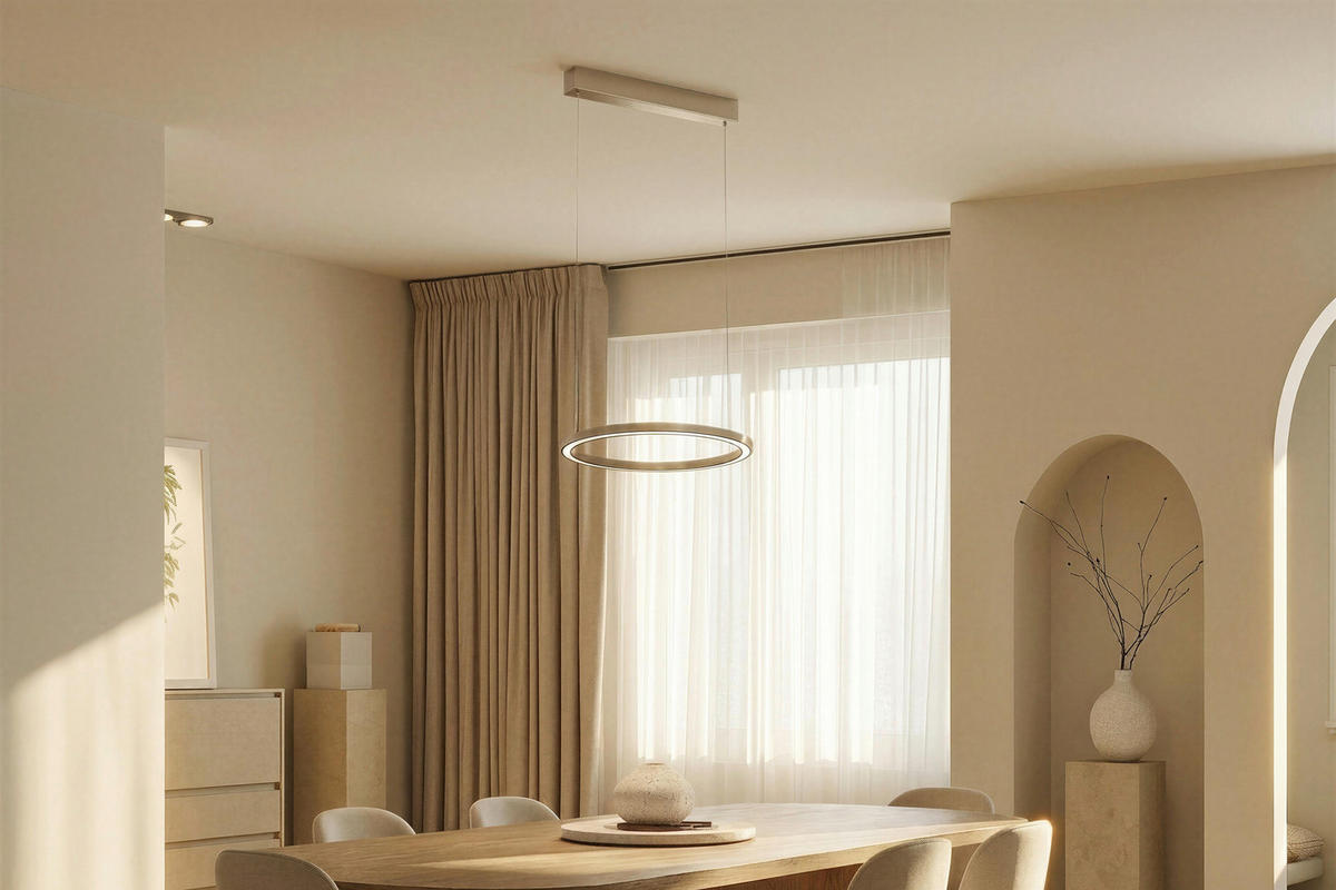 LED-HÄNGELEUCHTE Smart 48/150 cm   - Sandfarben, Design, Metall (48/150cm) - BOPP