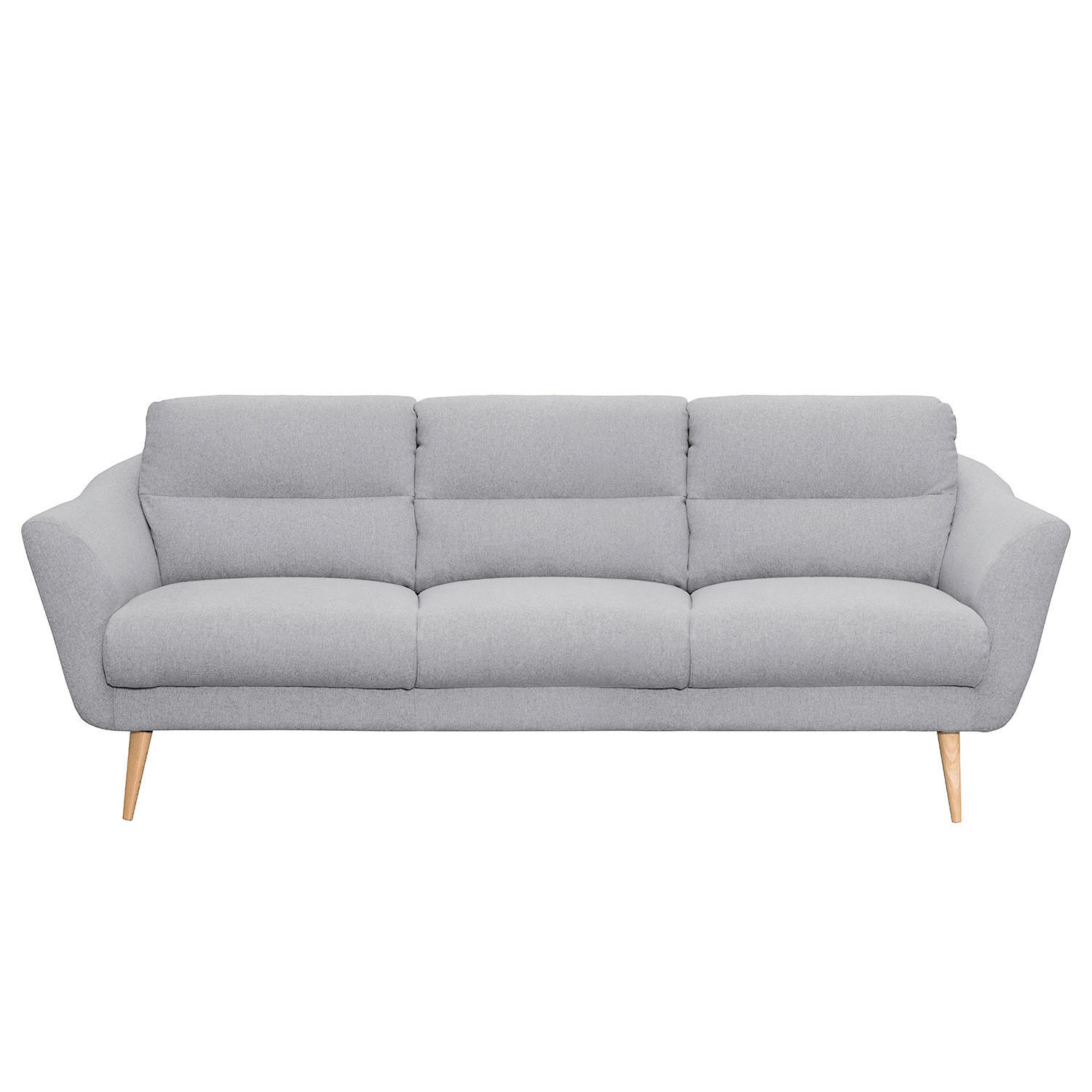 3-SITZER-SOFA in Webstoff Hellgrau  - Buchefarben/Hellgrau, Design, Holz/Textil (209/87/88cm) - Livetastic